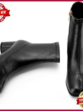 Split Toe Ankle Boots Low Heel Block Heels Booties Japanese Ninja Shoes Chunky
